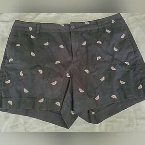 St. John's Bay 18 Black shorts with embroidered watermelons.